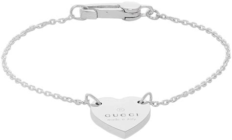 gucci silver trademark heart bracelet